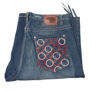 Vintage Coogi Mens Jeans Shorts Wide Leg Embroidered Pockets Blue W42‎